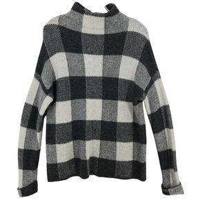 Tahari Buffalo Plaid Wool Blend Mock Neck Sweater